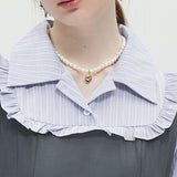 Collar Striped High Waisted Dress