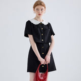 Heart Shaped Button Short Sleeved Dress