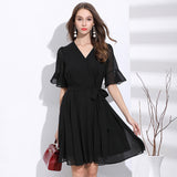 V-neck Fashionable Mid Length Dress