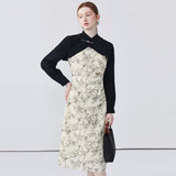 Black Cardigan Set With Camisole Dress