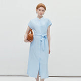 Collar Vertical Stripe Dress