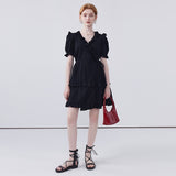 V-Neck Lace Up Dress