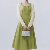 Waist Strap Dress with Knitted Cardigan