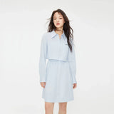Collar Short Skirt Shirt Dress Set