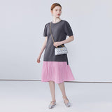 Splicing Straight Tube Long Skirt