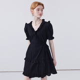 V-Neck Lace Up Dress