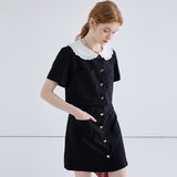 Heart Shaped Button Short Sleeved Dress