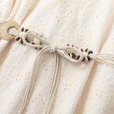 Lace Up Hollow Jacquard Dress
