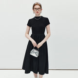 Half High Collar Patchwork Dress