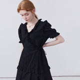 V-Neck Lace Up Dress