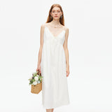 White V-neck Spaghetti Strap Dress