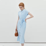 Collar Vertical Stripe Dress
