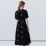 V-Neck Bubble Sleeve Dress