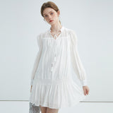 V-Neck Lace Up Long Sleeved Dress