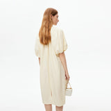Lace Up Bubble Sleeve Dress