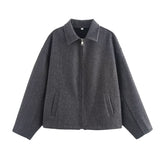 Solid Color Tweed Coat