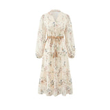 V-Neck Lace Waist Cinching Dress
