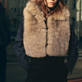 Loose collar short vest