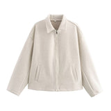 Solid Color Tweed Coat