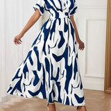 Printed waist cinching dress