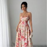 Floral Print Sweetheart Maxi Dress