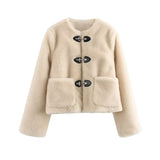 Spring buckle fleece jacket
