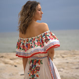 Embroidered Floral Off-shoulder Maxi Dress