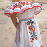 Embroidered Floral Off-shoulder Maxi Dress