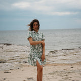 Abstract Printed Tiered Shirt Dress
