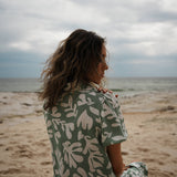 Abstract Printed Tiered Shirt Dress