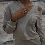 Off-Shoulder Knit Skirt Set