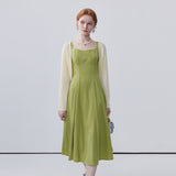 Waist Strap Dress with Knitted Cardigan