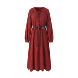 Lace Up Hollow Jacquard Dress