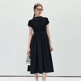 Half High Collar Patchwork Dress