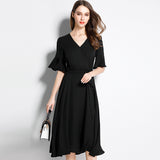 V-neck Fashionable Mid Length Dress