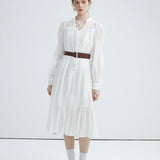 V-Neck Lace Up Long Sleeved Dress