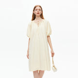 Lace Up Bubble Sleeve Dress
