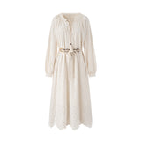Lace Up Hollow Jacquard Dress