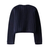 Single breasted coarse knitted jacket