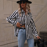 Vertical Stripe Button-Up Shirt