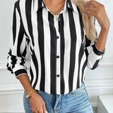Vertical Stripe Button-Up Shirt
