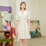 Tailored high waisted mid length dress