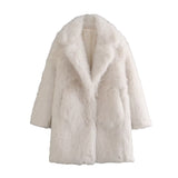 Long faux fake fur coat