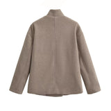V-neck Double-breasted Tweed Coat