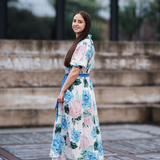 Hydrangea Bloom Belted Maxi Dress