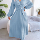 V-Neck Pleated Maxi Dress