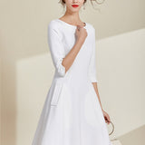 White Boat Neck Dress