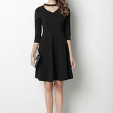 V-neck A-line Mid Length Dress