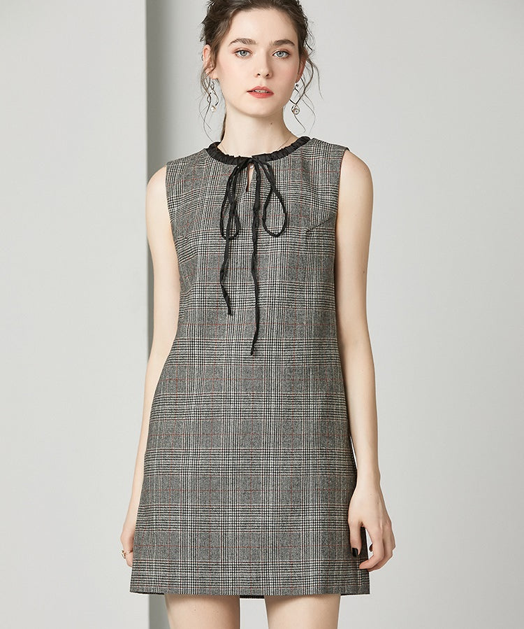 Vintage Plaid Woolen Dress