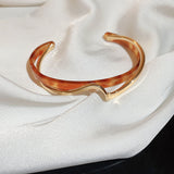 Gold-Plated Tortoiseshell Titanium Steel Double-Layer Open Cuff Bangle for Women